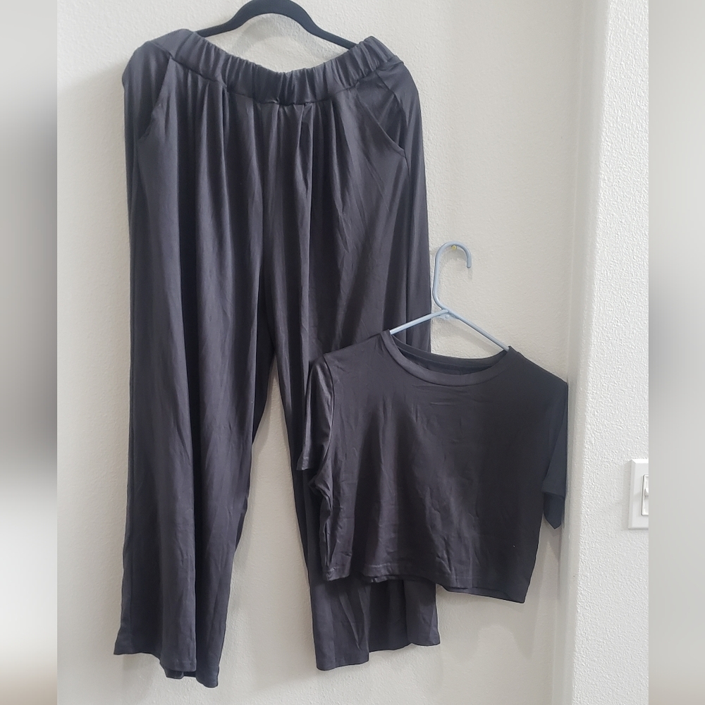 Wide leg pants and matching crop top,  size X large NWNT